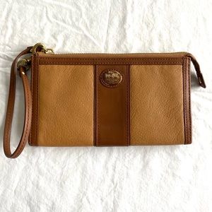 Coach 2 tone large leather wristlet